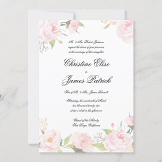 Romantic Blush Floral Wedding Invitation