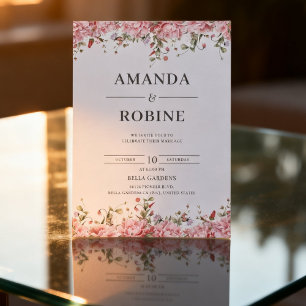 Romantic Blush Floral Wedding Invitation