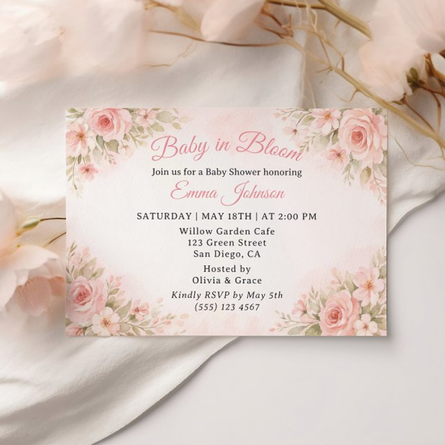 Romantic Blush Garden Baby in Bloom Invite (Creator Uploaded)