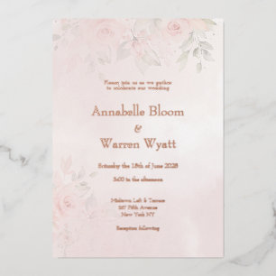 Romantic Blush Garden Roses 2 With Rose Gold