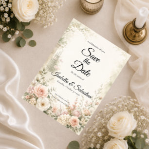 Romantic Blush Garden Serenity Wedding Save The Date