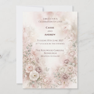 Romantic Blush Garden Wedding Invitation