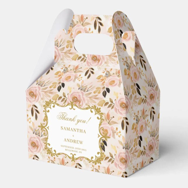 Romantic Blush Gold Boho Wedding Favour Thank You  Box (Romantic Blush Gold Boho Wedding Favor Thank You Favor Boxes)