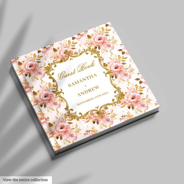 Romantic Blush Gold Wedding Guest Book Signing (Romantic Blush Gold Wedding Guest Book Signing)