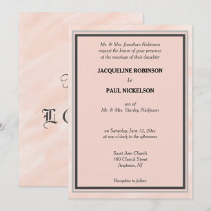 Romantic Blush Grey Geometric Watercolor Invitation