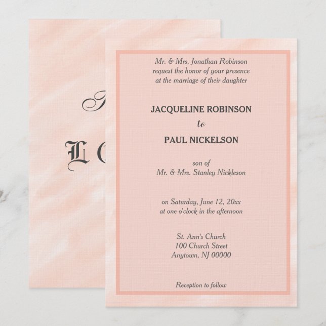 Romantic Blush Grey Watercolor Wedding Invitations (Front/Back)