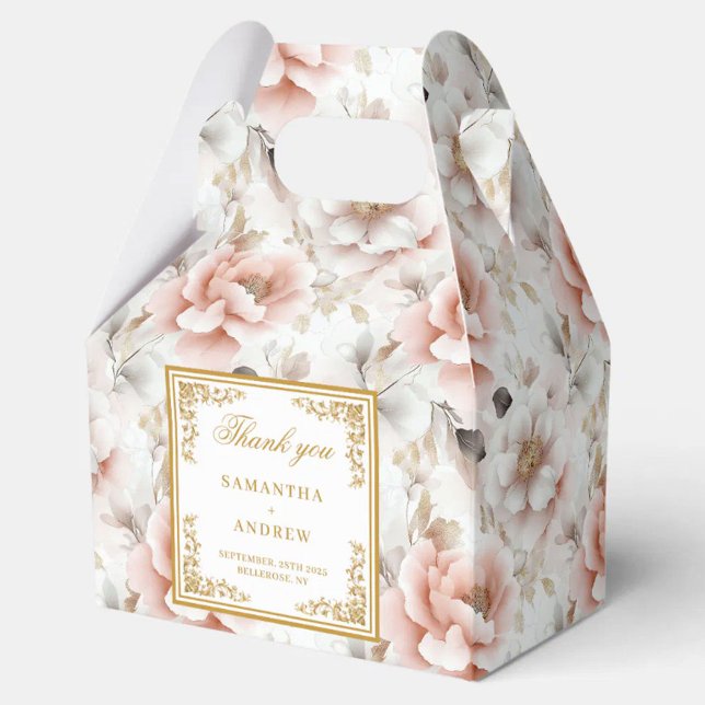 Romantic blush ivory boho floral wedding favour bo favour box (Romantic blush ivory boho floral wedding favor box)