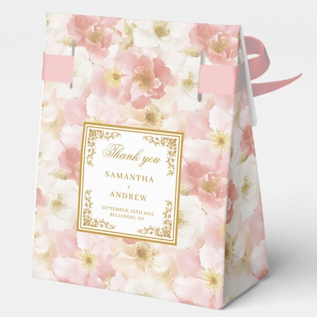 Romantic Blush Ivory Gold Wedding Thank You Box (Romantic Blush Ivory Gold Wedding Thank You Box)