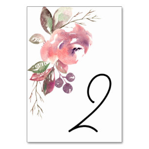 Romantic Blush Mauve Vertical Table Number