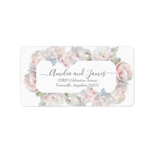 Romantic Blush Peony Floral Wedding Address  Label