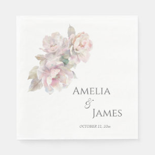 Romantic Blush Peony Floral Wedding Napkin