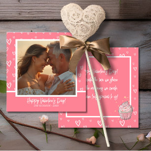 Romantic Blush Pink and White Heart Photo Holiday Card