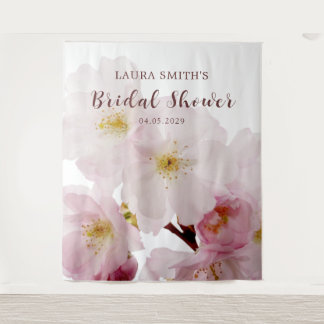 Romantic Blush Pink Cherry Blossoms Bridal Shower Tapestry
