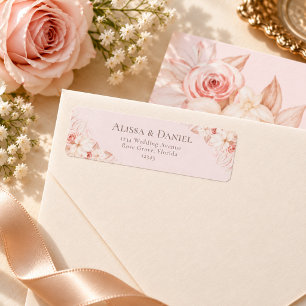 Romantic Blush Pink Floral Address Label