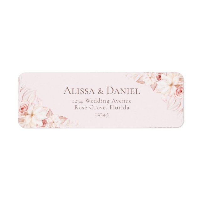 Romantic Blush Pink Floral Address Label (Front)