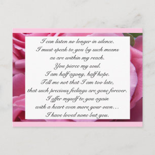 Romantic Blush Pink Floral Jane Austen Love Quote  Postcard