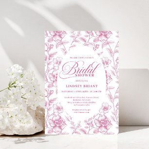 Romantic Blush Pink Floral Roses Bridal Shower Invitation