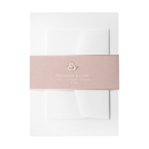Romantic Blush Pink Floral Velvet Wedding Invitation Belly Band