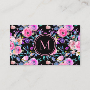 Romantic Blush Pink Floral Watercolor Business Card
