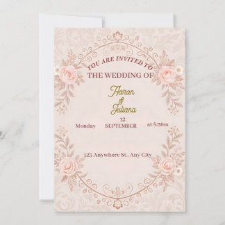 Romantic Blush Pink Floral Wedding Invitation