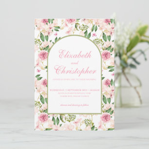 Romantic Blush Pink Floral Wedding Invitation
