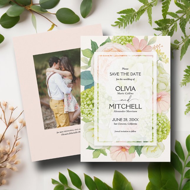 Romantic Blush Pink Floral Wedding Save The Date (Creator Uploaded)
