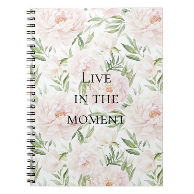 Romantic Blush Pink Flowers Notebook (Front)