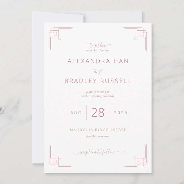 Romantic Blush Pink Geometric Invitation (Front)
