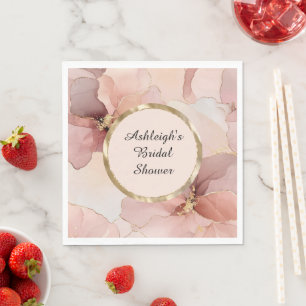 Romantic Blush Pink Gold Floral Bridal Shower Napkin