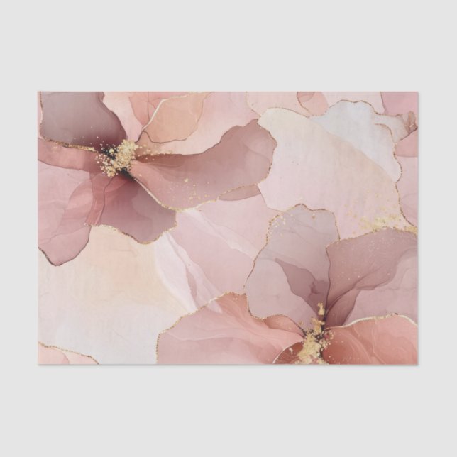 Romantic Blush Pink Gold Floral Bridal Shower Tissue Paper (Front)