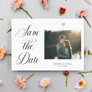 Romantic Blush Pink Heart Photo Save the Date Postcard