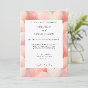 Romantic Blush Pink Hearts Wedding Invitation