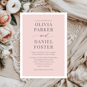 Romantic Blush Pink Modern Minimalist Wedding Invitation