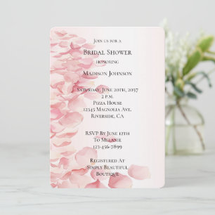 Romantic Blush Pink Rose Petals Bridal Shower Invitation