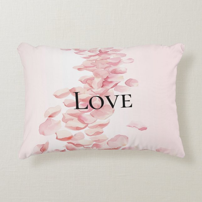 Romantic Blush Pink Rose Petals Decorative Cushion (Front)