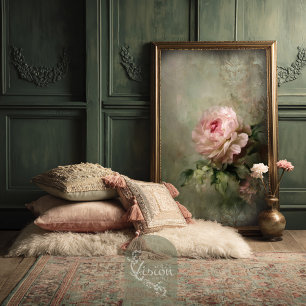 Romantic Blush Pink Rose Vintage Damask Floral Tissue Paper