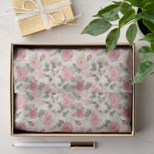 Romantic Blush Pink Roses Floral Bridal Shower Tissue Paper