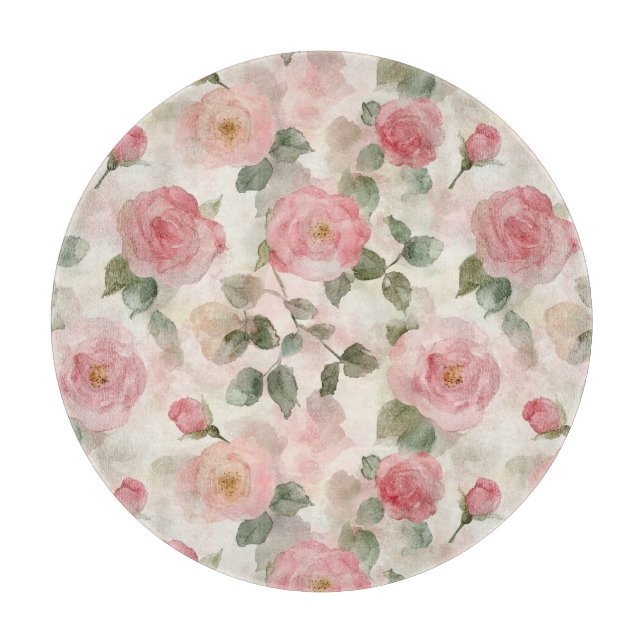 Romantic Blush Pink Roses Floral  Cutting Board (Front)