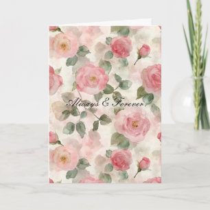 Romantic Blush Pink Roses Floral Forever Love Card