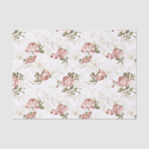 Romantic Blush Pink Roses - White Background Tissue Paper