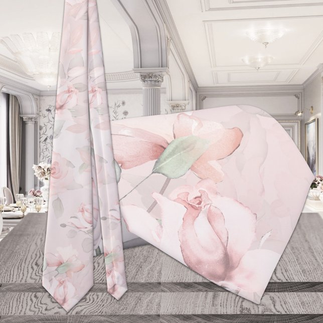 Romantic Blush Pink Secret Garden Rose Wedding Tie (Creator Uploaded)