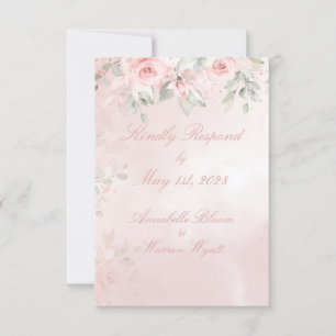Romantic Blush Pink Secret Garden Roses RSVP Card