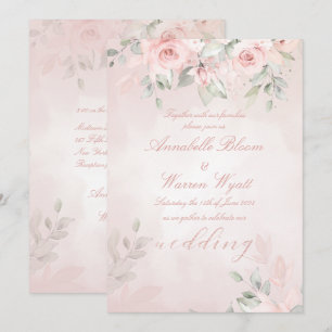 Romantic Blush Pink Secret Garden Roses Wedding Invitation