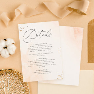 Romantic Blush Pink Watercolor Wedding Details Enclosure Card