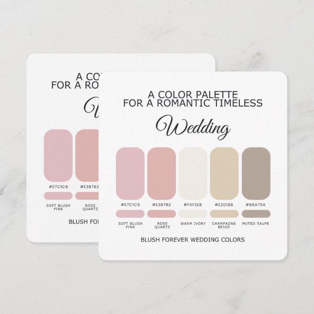 Romantic Blush Pink Wedding Colour Palette Card (Front/Back)