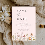 Romantic Blush Pink Wildflowers Boho Save the Date<br><div class="desc">Announce your big day with this romantic blush pink wildflowers boho save the date card. Featuring a soft blush pink background, whimsical wildflower illustrations, and elegant typography, this design perfectly combines rustic charm with modern romance. Fully customisable with your wedding details, it’s ideal for spring and summer weddings, garden celebrations,...</div>