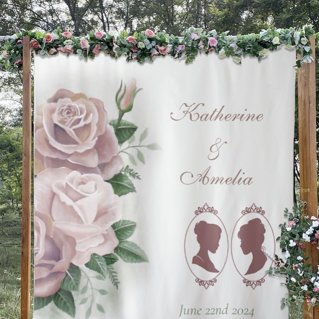 Romantic Blush Regency Lesbian Wedding Tapestry (Creator Uploaded)