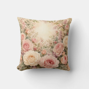 Romantic Blush Rose Cottage Garden Cushion