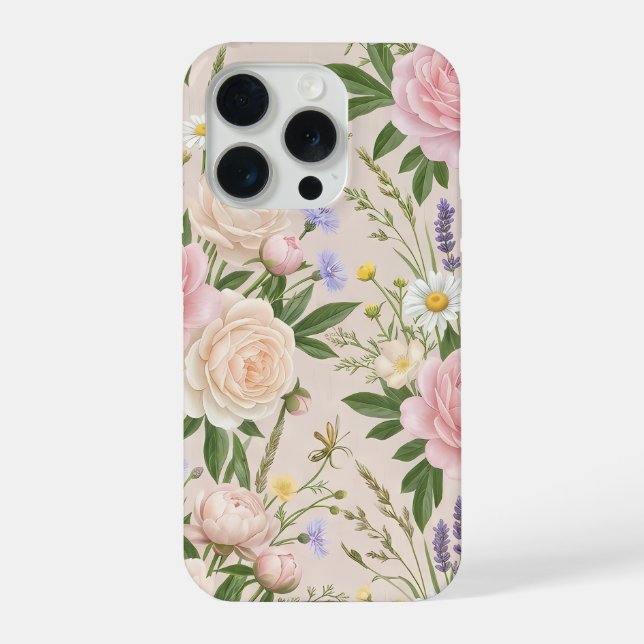 Romantic Blush Rose Garden Floral Pattern iPhone Case (Back)