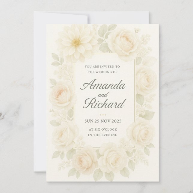 Romantic Blush Rose Wedding Invitation (Front)